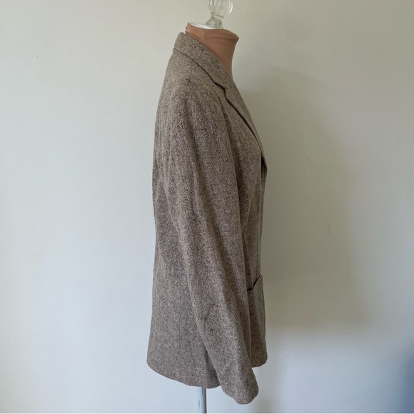 Philippe Adec Paris Vintage Wool Knit Brown Beige 3 Button Blazer Jacket Size 6 - Picture 4 of 11